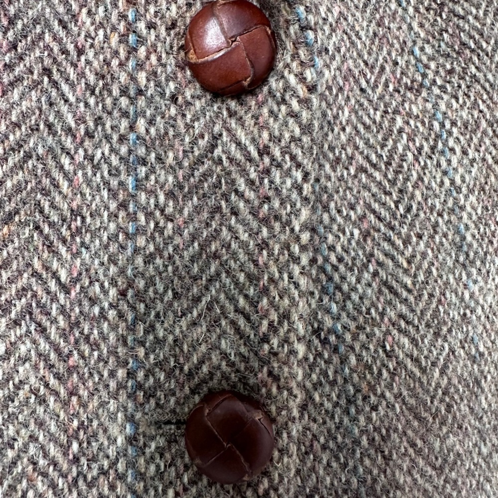 Vintage Harris Tweed Herringbon Blazer Brown Multicolor Woven jJacket Size 8 - Picture 5 of 13